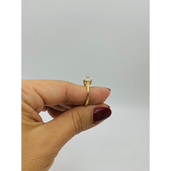 10k solid gold ring Solitaire engagement oval shape size 6.5 - Picture 3 of 7